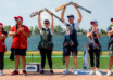 Sara Bongini competing at the ISSF World Cup in Lonato; James Willett during Mixed Team Trap competition; Fiocchi 150th anniversary celebration at Trap Concaverde